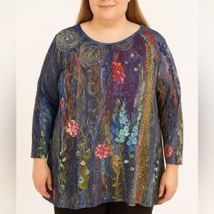 Starry Garden Print Tunic Top – Size 3X